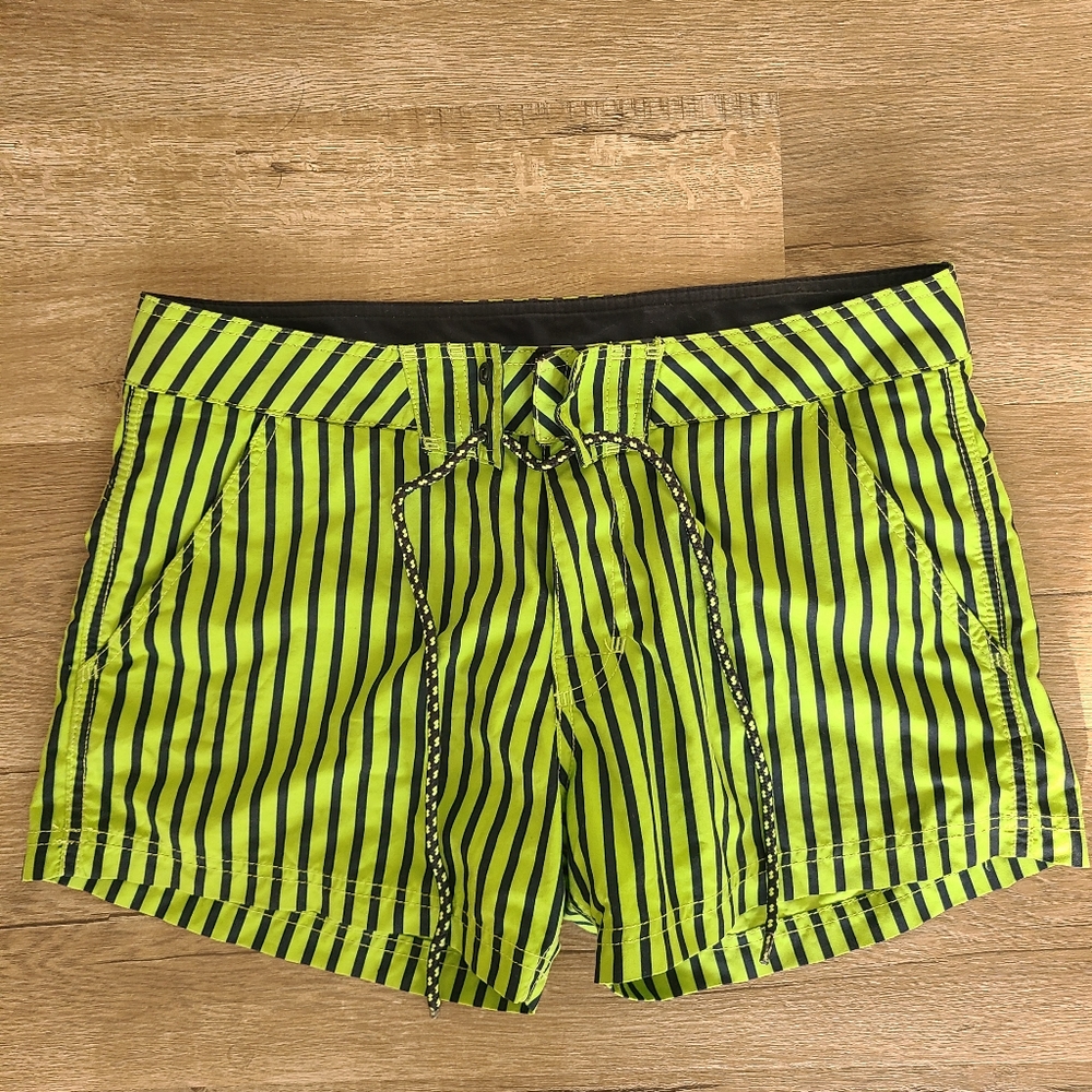 H&M Striped Green and Black Swim Shorts